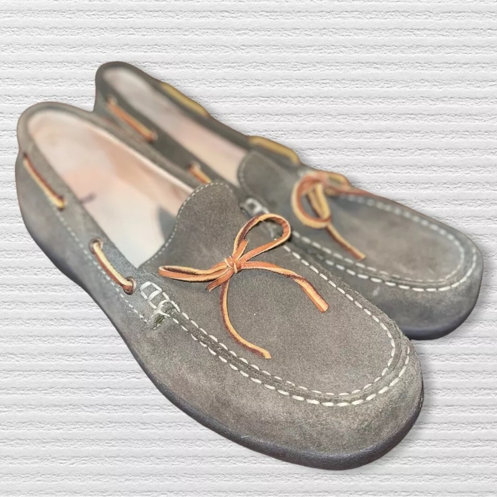 Lands’ End Suede Camp Moccasin Rubber Sole Women’s Size 8.5